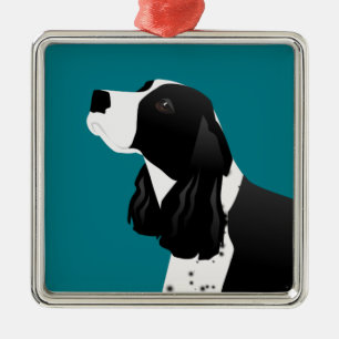 Black English Springer Spaniel Basic Breed Metalen Ornament