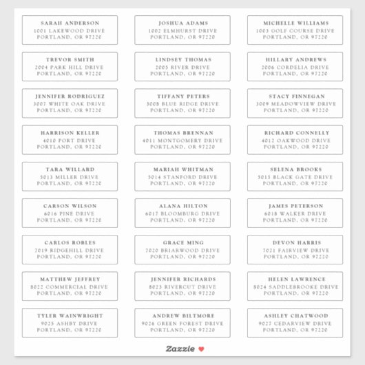 Black | Étiquettes de adresse individuels (Feuille)