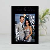 Black Exquisite Embellished Tulips Frame Photo Folie Uitnodiging (Staand Voorkant)