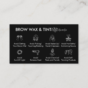 Black Eye Brow Wax Tint Aftercare Instruction Visitekaartje