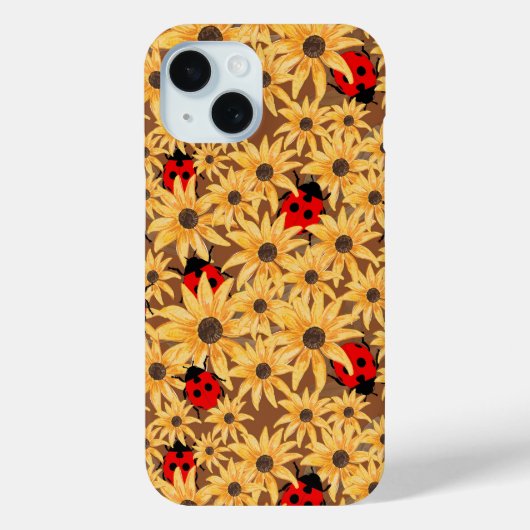 Black-Eyed Susan And Ladybugs Seamless Pattern Case-Mate iPhone Case (Achterkant)