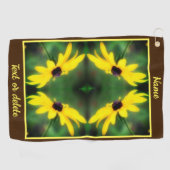 Black Eyed Susan Daisy Abstract gepersonaliseerd Golfhanddoek (Horizontaal)