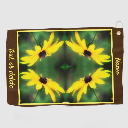 Black Eyed Susan Daisy Abstract gepersonaliseerd Golfhanddoek (Horizontaal)
