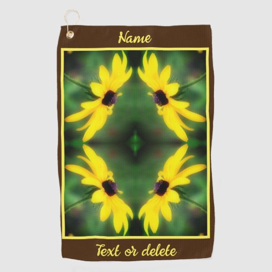Black Eyed Susan Daisy Abstract gepersonaliseerd Golfhanddoek (Voorkant)