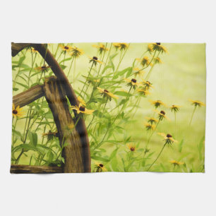 Black-Eyed Susan en Wagon Wheel Photo Theedoek