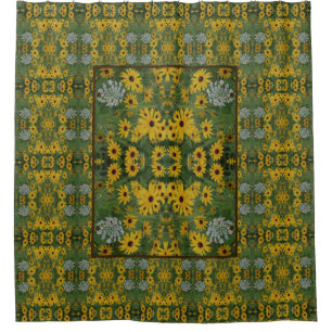 Black Eyed Susan Field Flowers Abstract Patroon Douchegordijn