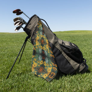 Black Eyed Susan Field Flowers Abstract Patroon Golfhanddoek