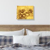 Black Eyed Susan Flowers Sepia Aged Kijk Canvas Afdruk (Insitu (Slaapkamer))