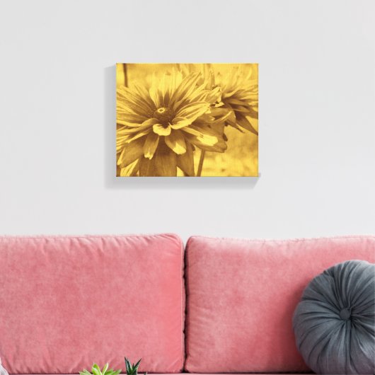 Black Eyed Susan Flowers Sepia Aged Kijk Canvas Afdruk (Insitu (Woonkamer))