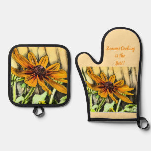 Black Eyed Susan Oven Mitt Ovenwant & Pannenlap Set