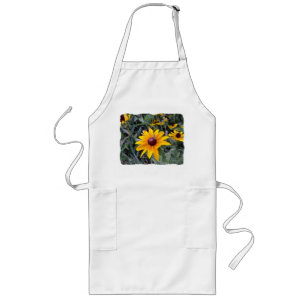 Black-Eyed Susan White Gardening Apron Lang Schort