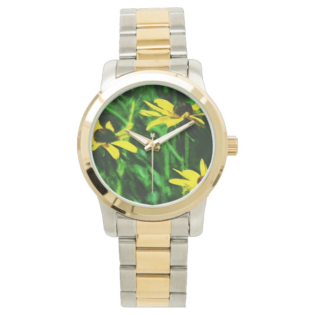 Black Eyed Susan Wildflower Abstract Horloge (Voorkant)
