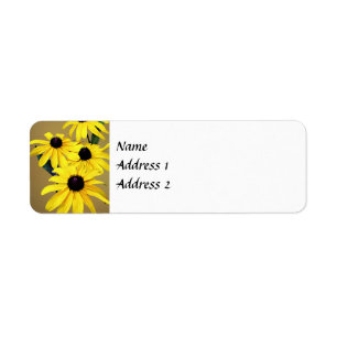 Black-Eyed Susans in een rij Etiket