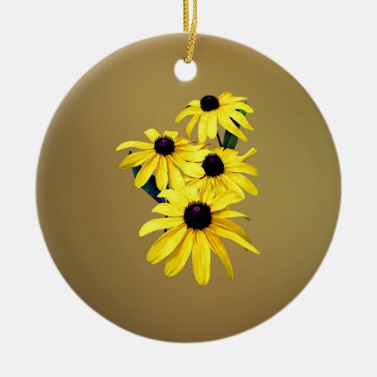 Black-Eyed Susans in een rij Keramisch Ornament (Voorkant)