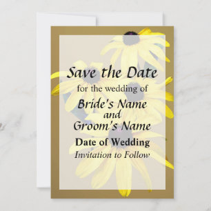 Black-Eyed Susans in een rij Save the Date