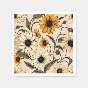 Black-eyed Susans op lichtbruin Servet