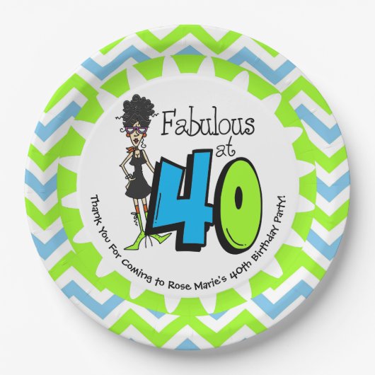 Black Fabulous met 40 40th Birthday Paper-Borden Papieren Bordje (Voorkant)