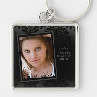 Black faded damask afstuderen foto sleutelhanger