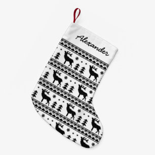 Black Fair Isle Kerstmis Kleine Kerstsok