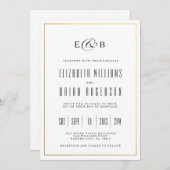 Black | Faire-part de mariage moderne blanche (Devant / Derrière)