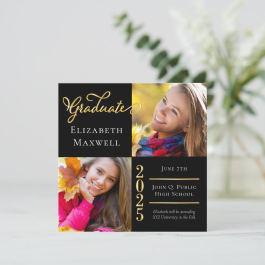 Black | Faire-part d'obtention d'un diplôme de pho (Debout devant)