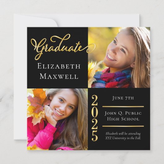 Black | Faire-part d'obtention d'un diplôme de pho (Devant)