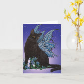 Black Fairy Cat Kaart (Gele Bloem)