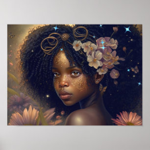 Black Fairy Princess Fantasy Art Poster