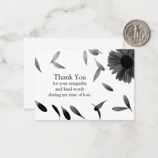 Black Falling Petals Merci Cartes (Devant/Arrière en situation)