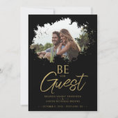 Black Fancy Brushstroke Grunge Splatter Photo Save The Date (Voorkant)