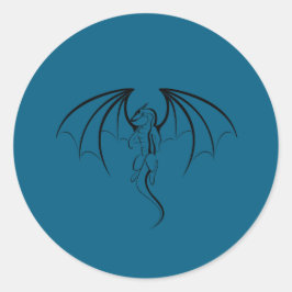 Black Fantasy Silhouette Dragon Embleem Ronde Sticker