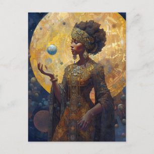 Black Fantasy Sorceress Magic Fantasy Briefkaart