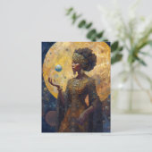 Black Fantasy Sorceress Magic Fantasy Briefkaart (Staand voorkant)