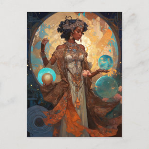 Black Fantasy Sorceress Magic Fantasy Briefkaart