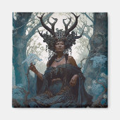 Black Fantasy Sorceress Magic Fantasy Magneet (Voorkant)