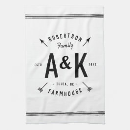 Black Farmhouse Arrow Monogram | bewerkbare kleure Theedoek