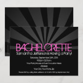 Black Fashion Lights Bachelorette Party Invitation (Devant / Derrière)