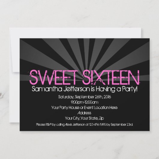 Black Fashion Spotlight Sweet 16 Invitations (Devant)