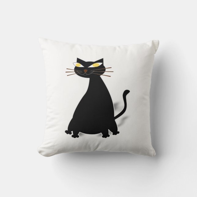 Black Fat Cat Kussen (Voorkant)