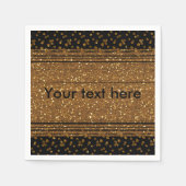 Black Faux Brushed Gold Glitter Party Napkins Servet (Voorkant)