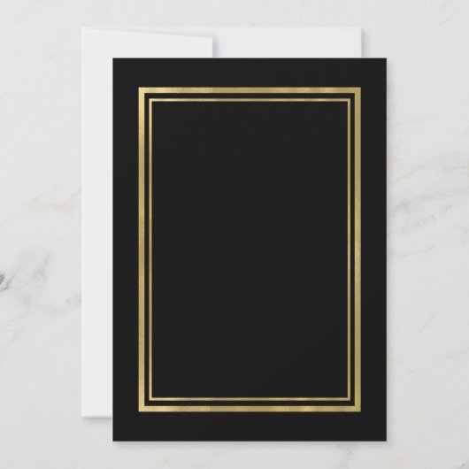 Black & Faux Foil Gold Chic Elegance Invitations (Dos)