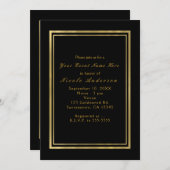 Black & Faux Foil Gold Chic Elegance Invitations (Devant / Derrière)