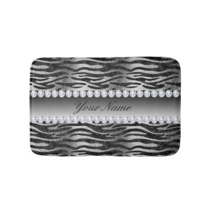 Black Faux Foil Zebra Stripes op zilver Badmat