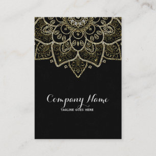 Black Faux Glitter en Gold Floral Mandala Visitekaartje