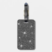 Black Faux Glitter Shimmer Texture Naam Bagagelabel (Achterkant verticaal)