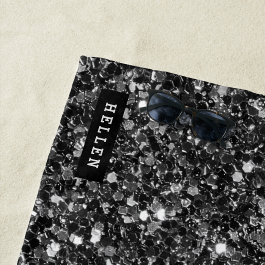 Black Faux Glitter Strandlaken (In situ)