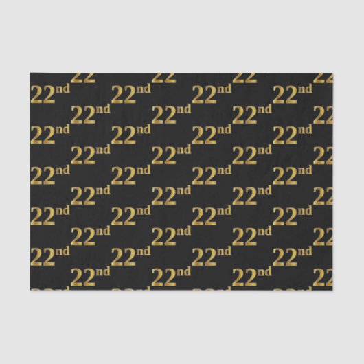 Black, Faux Gold 22e (22-seconden) event Tissuepapier (Voorkant)