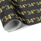 Black, Faux Gold 34th (34ste) event Cadeaupapier (Rol Hoek)