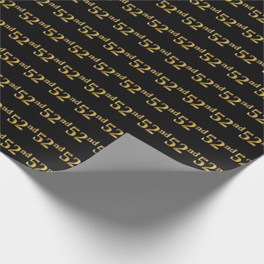 Black, Faux Gold 52e (52e) gebeurtenis Cadeaupapier (Hoek)
