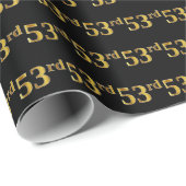 Black, Faux Gold 53e (53e) gebeurtenis Cadeaupapier (Rol Hoek)